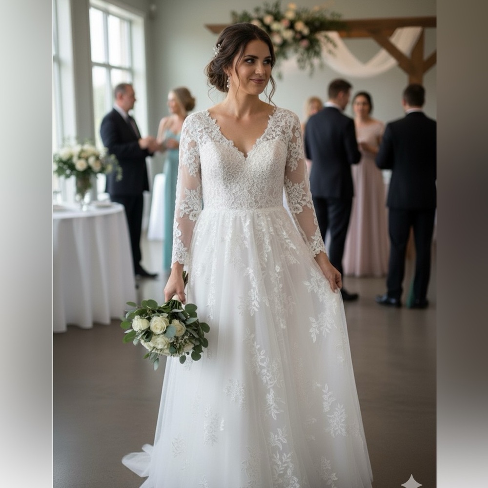 Elegant White Lace Wedding Dress